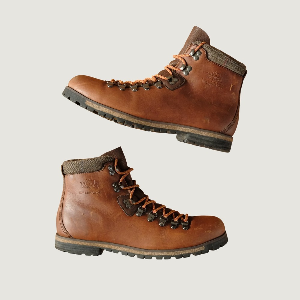 Woolrich Packer Boot Waterproof Brown Leather Orange Laces 10.5 Outdoor Hiking